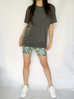 Shorts Biker Animal Prin Zebra Green