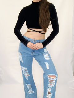 Cropped Open Veludo Preto