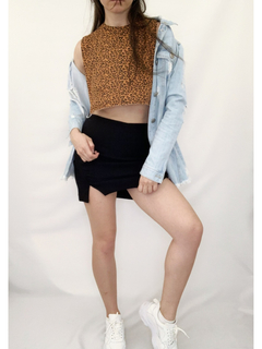 Cropped Side Animal Print Onça