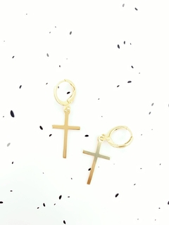 Brinco Argola Cross de Ouro 18k