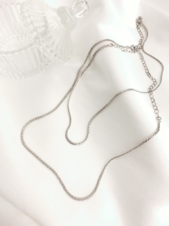 Choker Fita Tranças em Ródio Branco