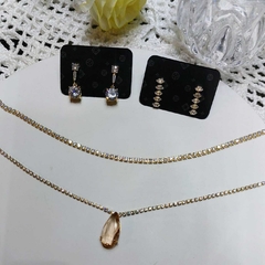 Imagem do Colar chocker zircônia cristal com pingente gota