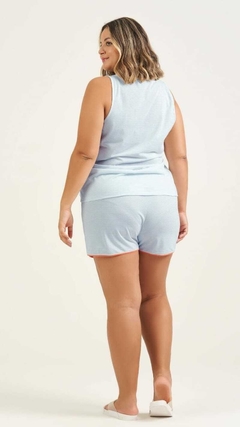 Short Doll regata listras azul claro plus size na internet