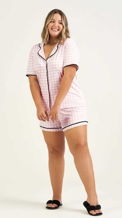 Short Doll manga curta americano xadrez plus size - comprar online