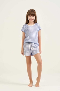 Short Doll manga curta vichy roxo infantil - comprar online