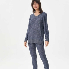 Conjunto manga longa com legging - tricot flanelado