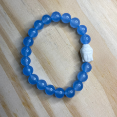 Pulseira de contas de Agata azul e Buda