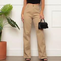 Calça Wide Leg Sarja Cintura Alta Feminina - comprar online