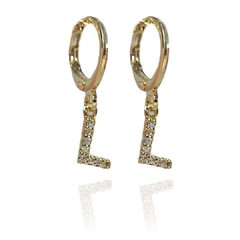 Brinco Argola de Letras com Zircônias Folheado em Ouro 18k - loja online