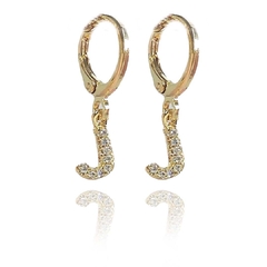 Brinco Argola de Letras com Zircônias Folheado em Ouro 18k - comprar online