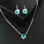 Conjunto Coração com Zircônia Azul Tiffany em Prata 925