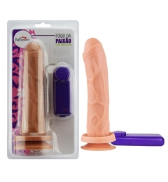 Pênis Grande Com Vibrador e Glande Definida e Veias Fogo da Paixão 18X4,5 cm NATURAL