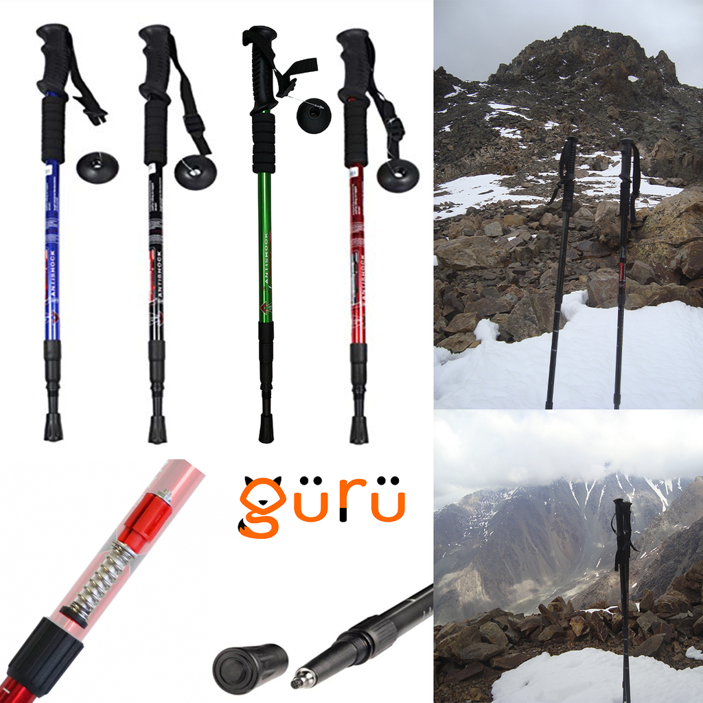 Baston Trekking Aluminio 3 Tramos Mango Recto Anti Shock