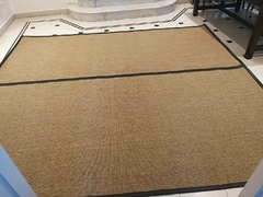 #380 CARPETA SISAL SCD 2.95m x 2.69m CON BORDES Y CENTRO DE CUERO MARRÓN AFRICANO 3cm - tienda online