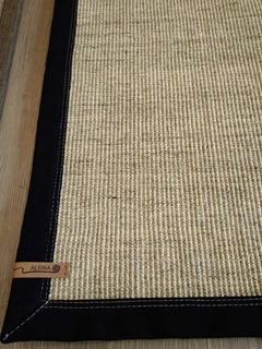 #420 CARPETA SISAL TIZA MELANGE 2m x 1.20m CON RIBETE DE LONETA NEGRA 5cm - comprar online