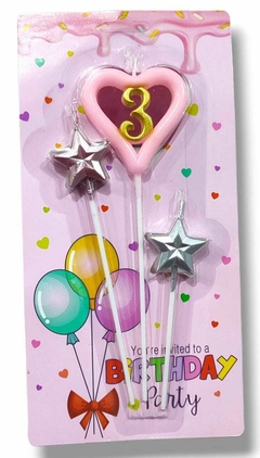 VELAS CUMPLEAÑOS CORAZON X3 2536 - tienda online