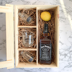 Whiskey Jack Daniel's 1L + Copo + Xaropes | Penicillin | Caixa de Madeira G na internet