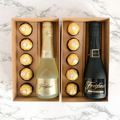 Espumante Freixenet 200ml + Ferrero Rocher | Caixa de Kraft P - Le Drink Box - Presentes Para Quem Ama Bons Drinks