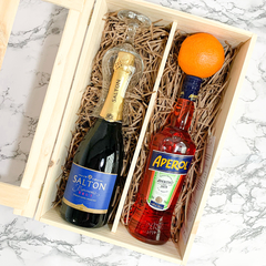 Aperol 750ml + Espumante Freixenet 200ml | Caixa de Madeira G