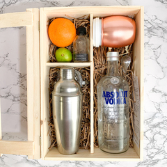 Moscow Mule com Vodka Absolut 1L | Caixa de Madeira G - Le Drink Box - Presentes Para Quem Ama Bons Drinks