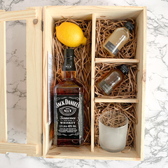 Whiskey Jack Daniel's 1L + Copo + Xaropes | Penicillin | Caixa de Madeira G