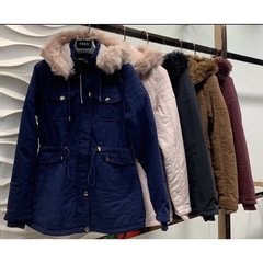 Parka de Sarja Feminina Forrada com Pelucia Inverno Blusa Feminina 2024 - loja online