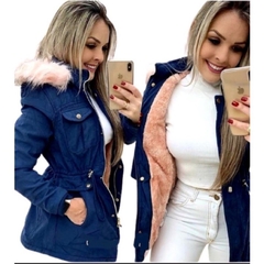 Parka de Sarja Feminina Forrada com Pelucia Inverno Blusa Feminina 2024