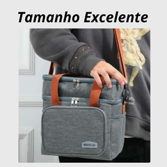 Imagem do Bolsa Térmica Grande Espaçosa Dois Compartimentos Lancheira Para Marmita, Passeio, Escola, Faculdade, Trabalho Lancheira Térmica Com Alça, PREMIUM (Pr