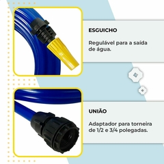 Mangueira de Jardim Antitorção com Parede Reforçada e Esguicho e União Adaptador de Torneiras Acoplados (Mangueira Azul, 50 metros) - loja online