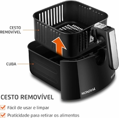 Imagem do Fritadeira Sem Óleo Air Fryer 5L, Mondial, Preto/Inox, 1900W, 220V - AFN-50-BI