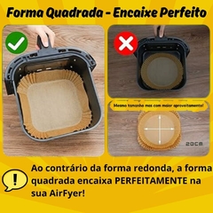 Forma Descartável para AirFryer Papel Quadrada Antiaderente Forro Protetor à Prova De Gordura Para Fritadeira Sem Óleo 20cm Tamanho Universal Compatív