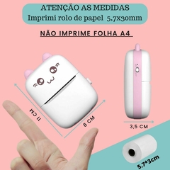 Mini impressora térmica portátil sem fio BT 200dpi Photo Label Memo Pergunta errada Impressão com cabo USB + rolos de papel térmico (Azul + 5 Rolos Br - YesVitrine