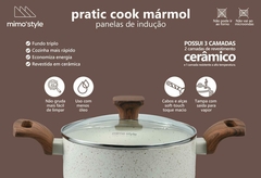 Conjunto Jogo de Panelas Cerâmica 10 Peças Fogão Indução Pratic Cook Marmol Vanilla Mimo Style