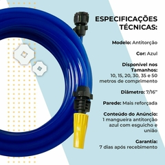 Mangueira de Jardim Antitorção com Parede Reforçada e Esguicho e União Adaptador de Torneiras Acoplados (Mangueira Azul, 50 metros) - YesVitrine