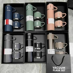 Kit Squeeze 3 xícaras Térmica Fosca Inox Vacuum Flask Set Personalizada Com Nome