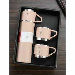 Imagem do Kit Squeeze 3 xícaras Térmica Fosca Inox Vacuum Flask Set Personalizada Com Nome