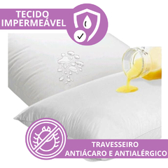 Kit 4 UNIDADES de Travesseiros impermeável 50x70 Lavável Fibra Siliconada antialérgico *COM ZIPER* - YesVitrine