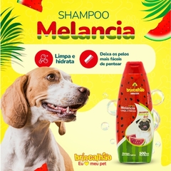 Kit Nutrição Shampoo Condicionador e Colônia Perfume Cães e Gatos Melancia Brincalhão