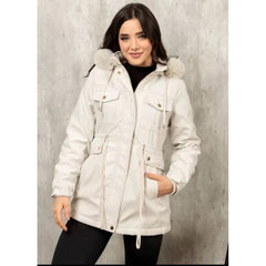 Parka de Sarja Feminina Forrada com Pelucia Inverno Blusa Feminina 2024 - comprar online