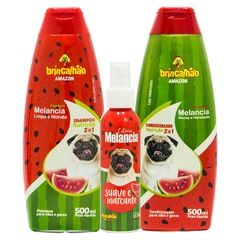 Kit Nutrição Shampoo Condicionador e Colônia Perfume Cães e Gatos Melancia Brincalhão - YesVitrine