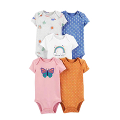 Carters body bebê menina 5Pcs Body Manga Curta para Meninas – Várias Estampas - loja online