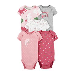 Carters body bebê menina 5Pcs Body Manga Curta para Meninas – Várias Estampas - comprar online