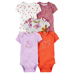 Carters body bebê menina 5Pcs Body Manga Curta para Meninas – Várias Estampas - YesVitrine