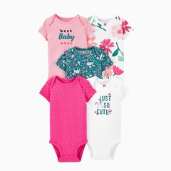 Carters body bebê menina 5Pcs Body Manga Curta para Meninas – Várias Estampas - comprar online