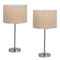 Velador Cromo Recto Pantalla Gris/Beige Con Cromo X2 Unidades - comprar online