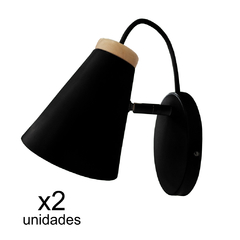 Aplique Estilo Nórdico X2 Unidades Blanco/Negro Con Detalle Madera - comprar online