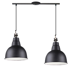 Colgante Doble Industrial Campana Negra Interior Blanco