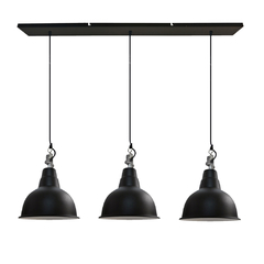 Colgante 3 Luces Campana Industrial Negro / Blanco Int Bco Base 80cm