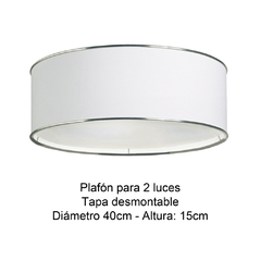 Plafón 2l Lienzo Con Borde Cromado Diam 40 Tapa Desmontable - Onda Luz Iluminación