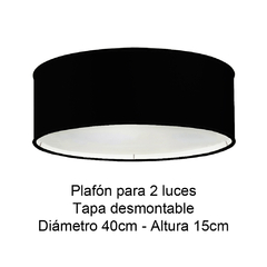 Combo Plafon 2l Negro/Blanco + Veladores Chicos Madera Calden Negro/Blanco - Onda Luz Iluminación